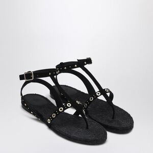 Castañer Women's Low-Heeled Black Pati With Studs